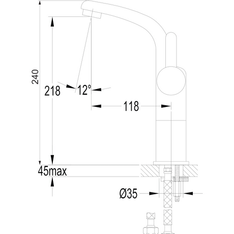 OMNIRES Bateria umywalkowa DARLING stojąca wysoka 24 cm czarna półmat DA5012BL
